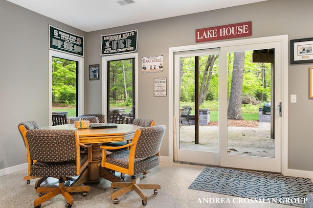 16993 Firefly Rdg, West Olive, MI 49460 - dining room featuring baseboards and speckled floor