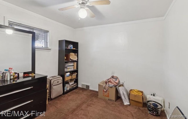 26914 Glendale, Redford, MI 48239 - bedroom with carpet floors, ornamental molding, and ceiling fan