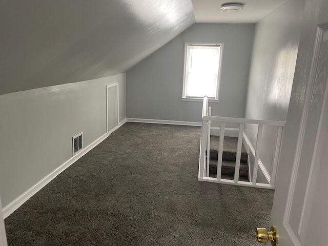19943 Southfield Fwy, Detroit, MI 48235 - additional living space with vaulted ceiling, dark colored carpet, and baseboards
