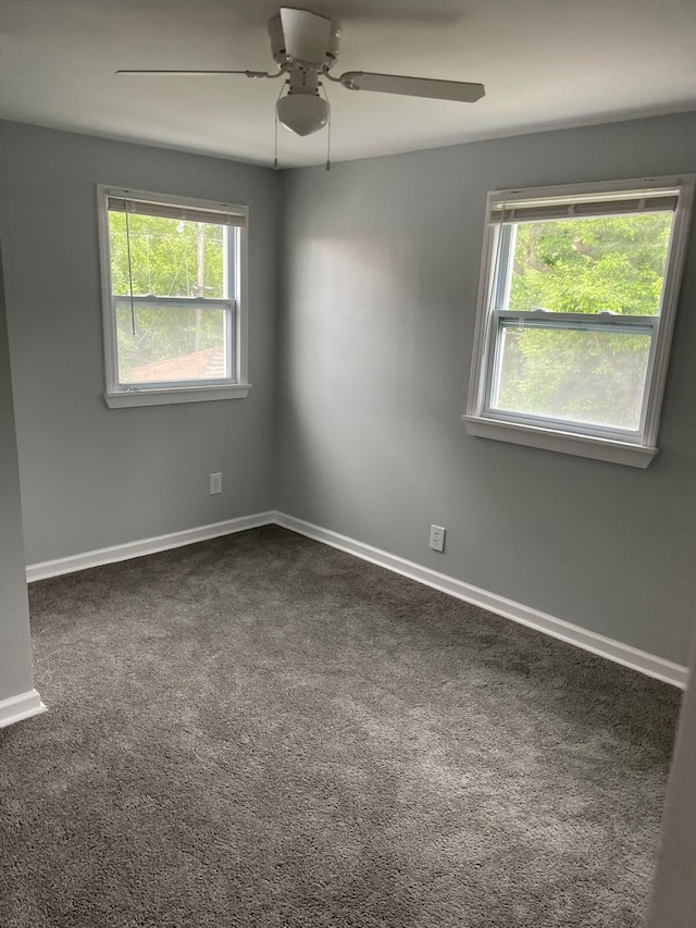19943 Southfield Fwy, Detroit, MI 48235 - unfurnished room with a ceiling fan, dark carpet, and baseboards