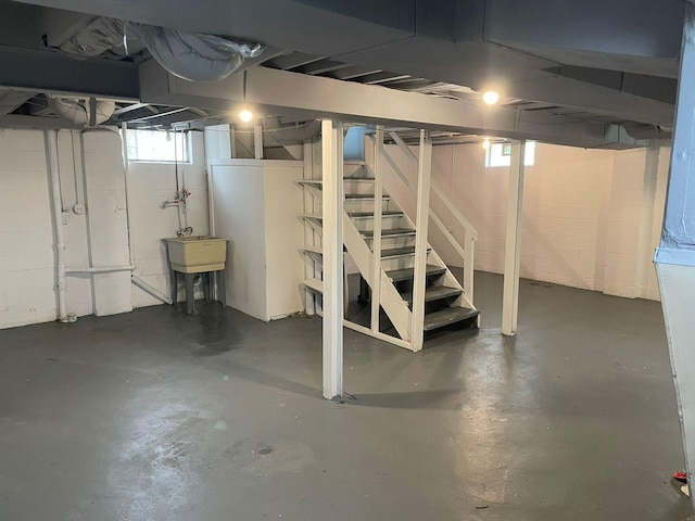 19943 Southfield Fwy, Detroit, MI 48235 - basement with stairs and a sink
