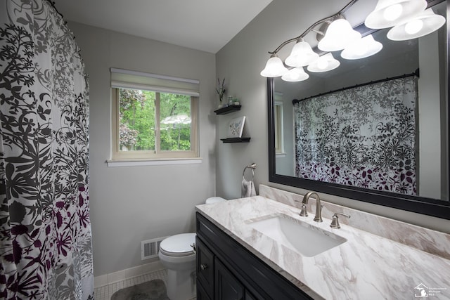 43800 Proctor Rd, Canton, MI 48188 - full bath with a chandelier, vanity, toilet, tile patterned floors, and baseboards