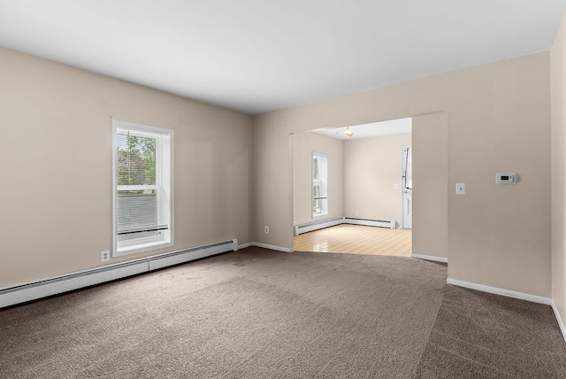 612 E 3rd St, Flint, MI 48503 - carpeted empty room featuring a baseboard radiator and baseboards