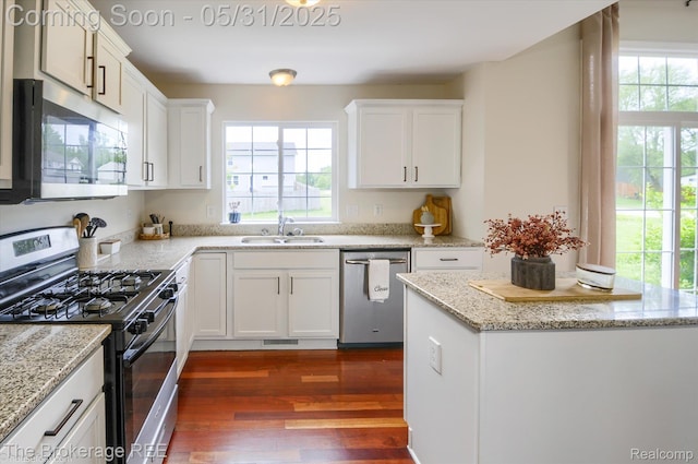 4422 Jordan Dr, Grand Blanc, MI 48439 - kitchen featuring stainless steel appliances, a sink, healthy amount of natural light, and dark wood-type flooring