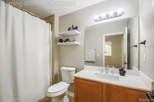 4422 Jordan Dr, Grand Blanc, MI 48439 - bathroom featuring toilet, vanity, and a shower with shower curtain