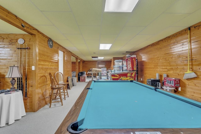 3460 Sears Rd, Horton, MI 49246 - rec room featuring wooden walls and billiards