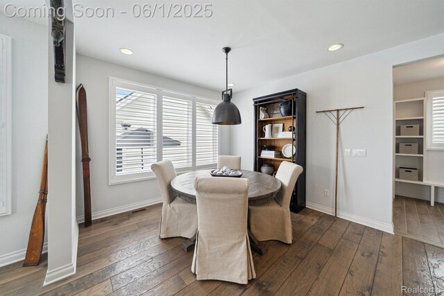 1992 Shipman Blvd, Birmingham, MI 48009 - dining space with dark wood finished floors, baseboards, and recessed lighting