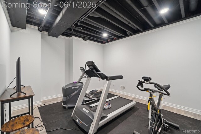 1992 Shipman Blvd, Birmingham, MI 48009 - workout room with wood finished floors and baseboards