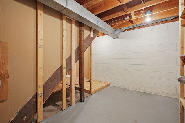 1451 Peachwood Dr, Flint, MI 48507 - unfinished below grade area with concrete block wall