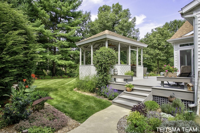 12993 144th Ave, Grand Haven, MI 49417 - view of grassy yard with a gazebo and a deck