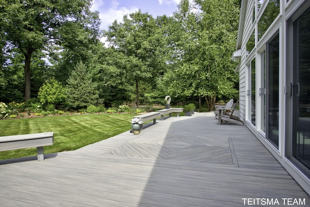 12993 144th Ave, Grand Haven, MI 49417 - deck with a yard and view of scattered trees