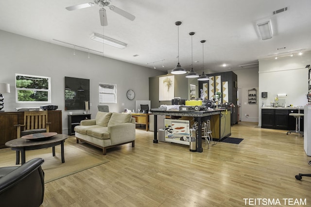 12993 144th Ave, Grand Haven, MI 49417 - living room featuring light wood-type flooring and a ceiling fan