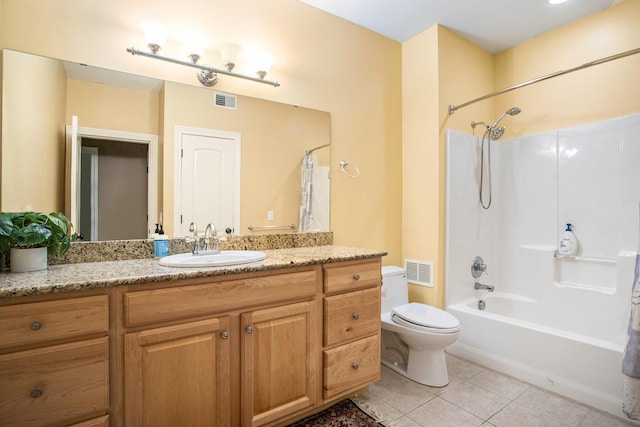 7522 S 10th St, Kalamazoo, MI 49009 - full bathroom featuring toilet, tile patterned floors, vanity, and shower / bathtub combination with curtain