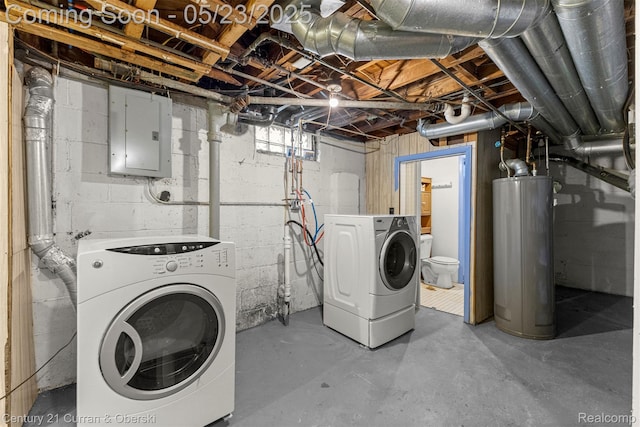 3346 Westpoint St, Dearborn, MI 48124 - washroom with water heater, washer and dryer, and electric panel