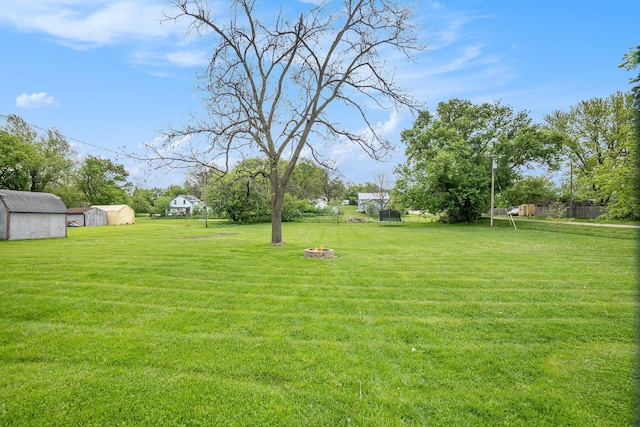 5778 Borland St, Sears, MI 49679 - view of grassy yard featuring an outbuilding