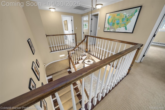 4462 Barchester Dr, Bloomfield Hills, MI 48302 - staircase featuring carpet flooring, baseboards, and a baseboard radiator