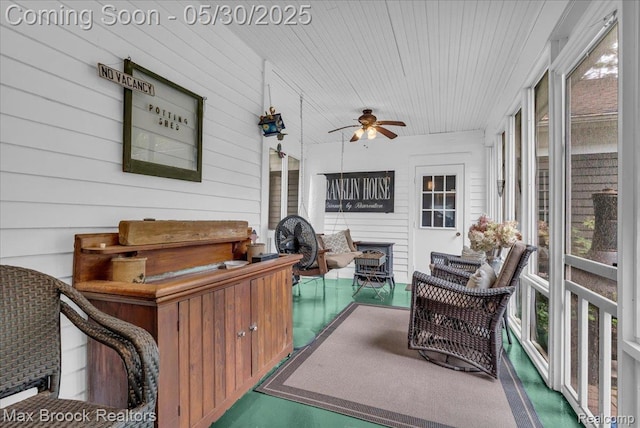 27160 Scenic, Franklin, MI 48025 - sunroom / solarium featuring healthy amount of natural light and ceiling fan