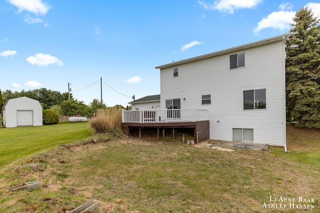 7300 Orchard View Dr NE, Rockford, MI 49341 - back of property with a deck and a lawn