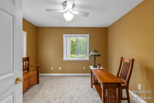 5826 W 124th St, Grant, MI 49327 - office featuring a ceiling fan, light carpet, and baseboards
