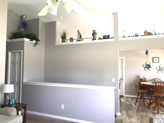 5883 Thistlewood Ave, Scotts, MI 49088 - sitting room with ceiling fan, wood finished floors, and baseboards