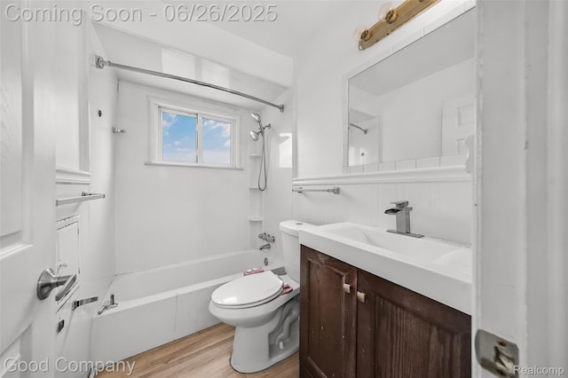 26730 W Davison, Redford, MI 48239 - full bathroom with washtub / shower combination, vanity, and wood finished floors