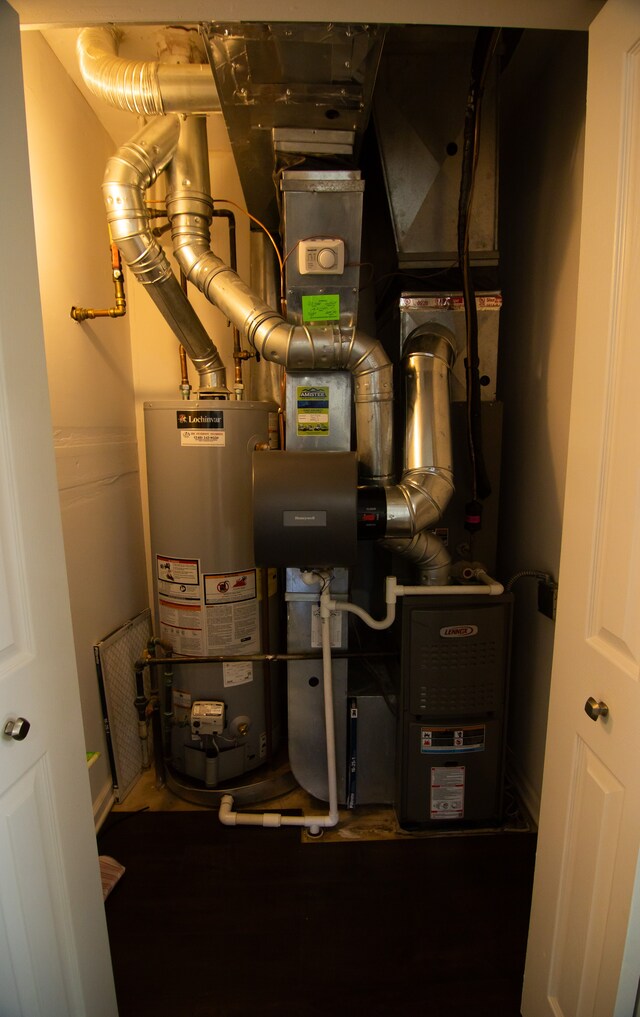 20072 Rodeo, Southfield, MI 48075 - utility room featuring gas water heater and heating unit