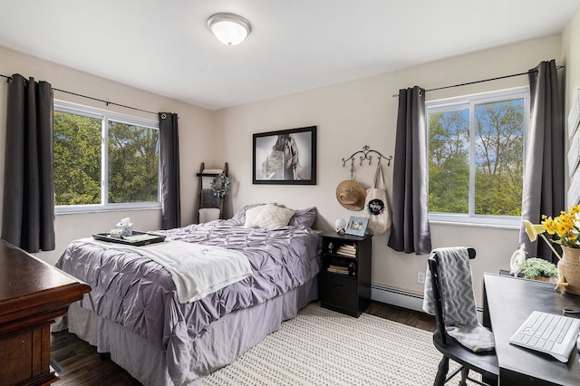 1977 Shipman Rd, Oxford, MI 48371 - bedroom featuring multiple windows, baseboard heating, and wood finished floors