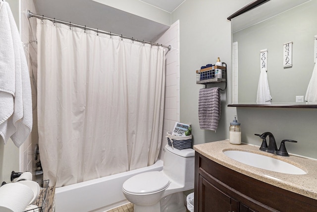 1977 Shipman Rd, Oxford, MI 48371 - bathroom with toilet, shower / bathtub combination with curtain, and vanity