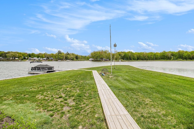 7394 N Keating Dr, Walkerville, MI 49459 - view of green lawn with a water view and a dock