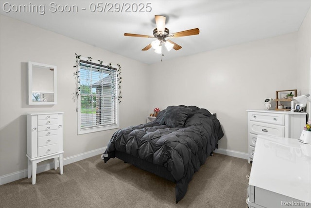 6035 Beard Rd, Byron, MI 48418 - bedroom with light carpet, baseboards, and a ceiling fan