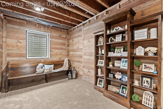 6035 Beard Rd, Byron, MI 48418 - sitting room featuring wood walls and carpet