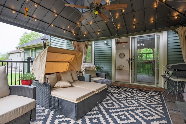 2363 Sundance Rdg, Howell, MI 48843 - view of patio with a ceiling fan and a gazebo