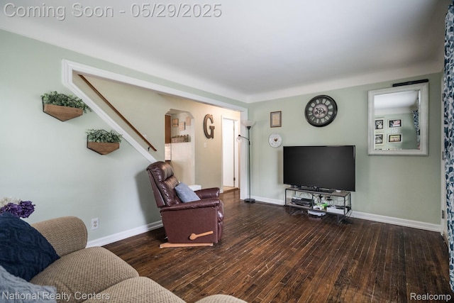 3027 Ferris Ave, Royal Oak, MI 48073 - living area with hardwood / wood-style floors, baseboards, and stairs