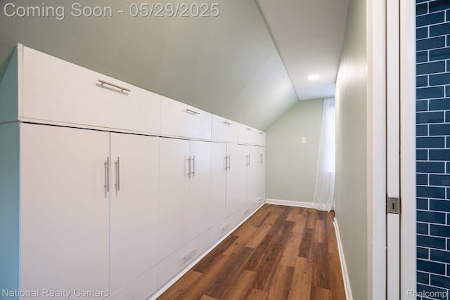 3027 Ferris Ave, Royal Oak, MI 48073 - corridor with dark wood-style flooring, baseboards, lofted ceiling, and recessed lighting
