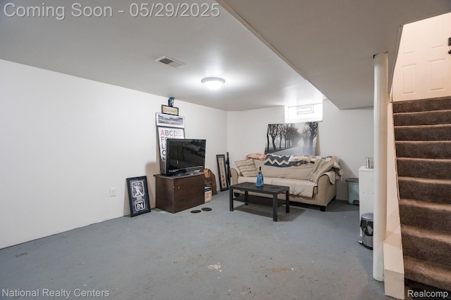 3027 Ferris Ave, Royal Oak, MI 48073 - living area with unfinished concrete floors and stairs