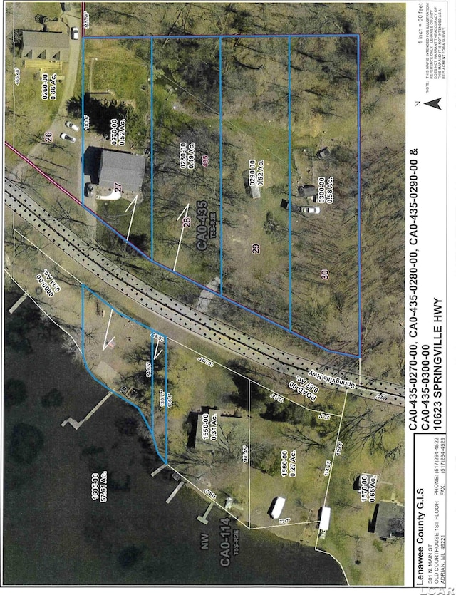 10623 Springville Hwy, Onsted, MI 49265 - aerial view of property's location with property boundaries highlighted