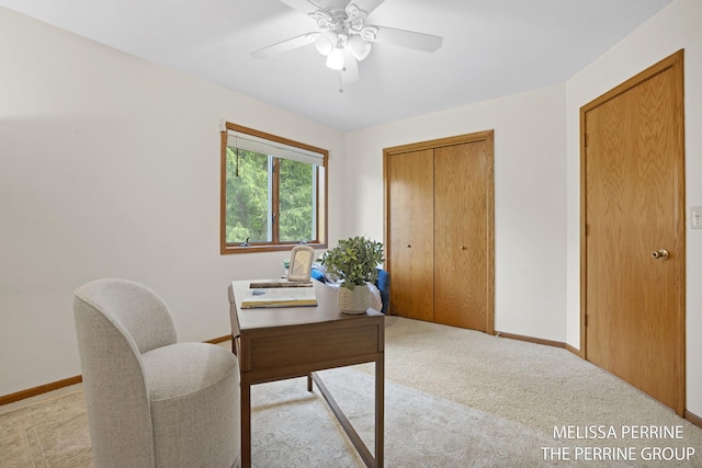 7359 Cascade Woods Dr SE, Grand Rapids, MI 49546 - office space featuring light colored carpet, ceiling fan, and baseboards