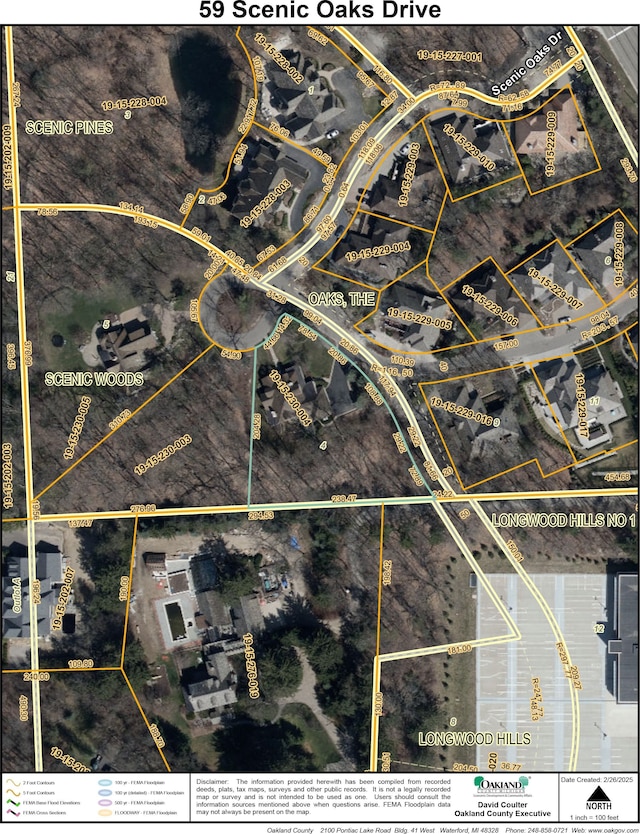 59 Scenic Oaks Dr S, Bloomfield Hills, MI 48304 - map of property location with property parcel outlined