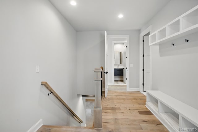 4075 Metamora Rdg, Metamora, MI 48455 - mudroom featuring light wood-type flooring, recessed lighting, and baseboards