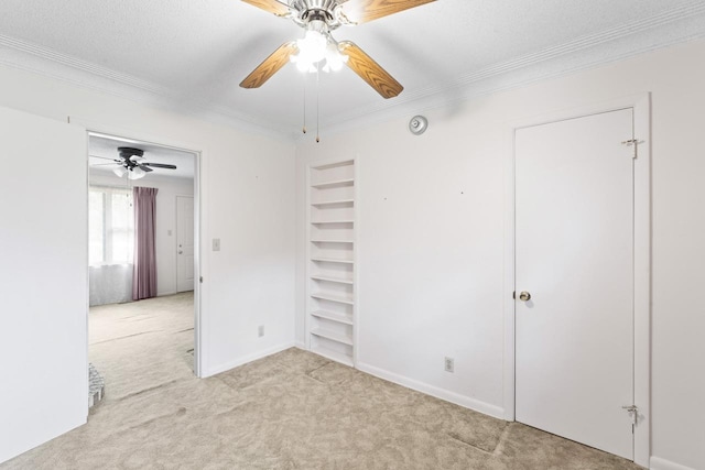 12310 Seymour Rd, Montrose, MI 48457 - unfurnished bedroom featuring ornamental molding, light carpet, baseboards, and ceiling fan