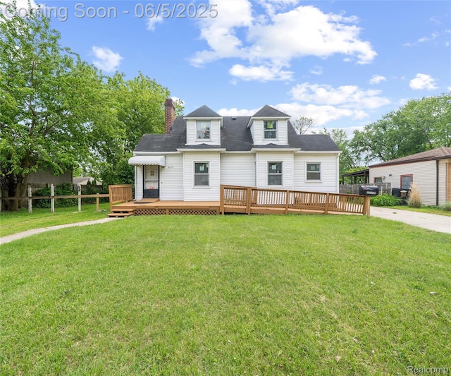 31777 Hennepin St, Garden City, MI 48135 - view of front of home featuring a deck and a chimney
