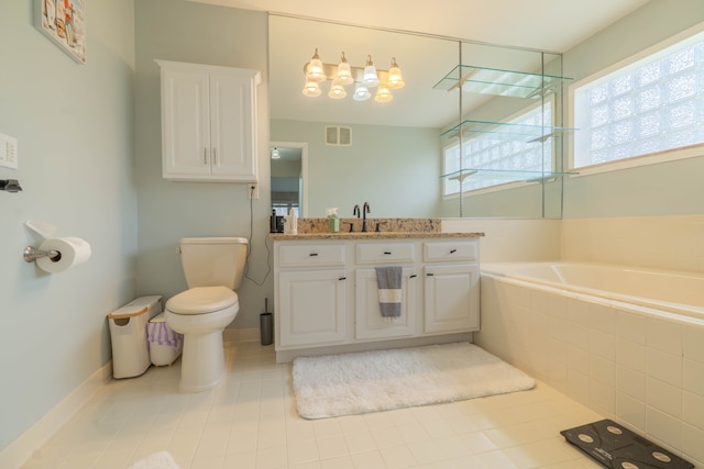 14607 Stratford, Shelby Twp, MI 48315 - full bathroom featuring plenty of natural light, toilet, a garden tub, and vanity