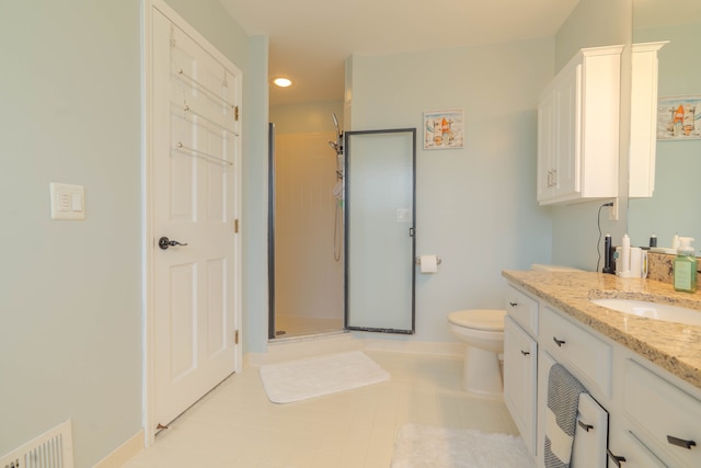 14607 Stratford, Shelby Twp, MI 48315 - bathroom featuring a shower stall, vanity, baseboards, toilet, and recessed lighting