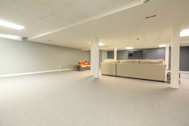 14607 Stratford, Shelby Twp, MI 48315 - finished below grade area featuring carpet floors, baseboards, and a paneled ceiling