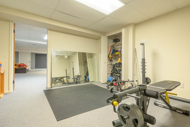 14607 Stratford, Shelby Twp, MI 48315 - workout area with a drop ceiling and carpet floors