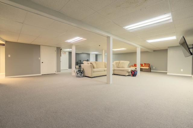 14607 Stratford, Shelby Twp, MI 48315 - finished basement with carpet, a drop ceiling, and baseboards
