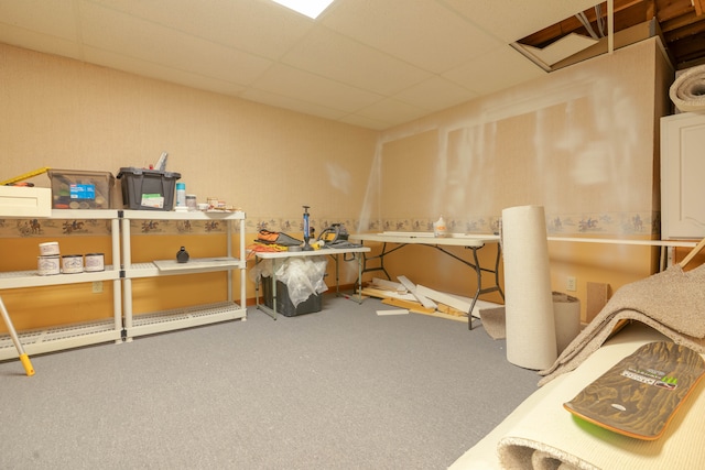 14607 Stratford, Shelby Twp, MI 48315 - miscellaneous room with a paneled ceiling and carpet flooring