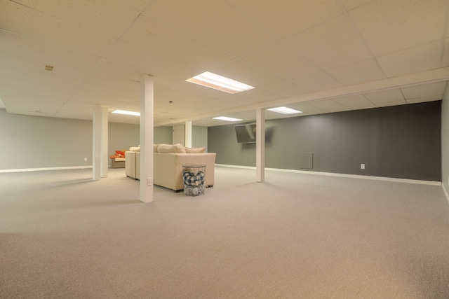 14607 Stratford, Shelby Twp, MI 48315 - finished below grade area with carpet, a paneled ceiling, and baseboards