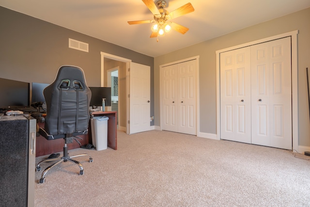 14607 Stratford, Shelby Twp, MI 48315 - office featuring carpet floors, baseboards, and a ceiling fan