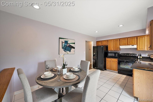 2920 Pinto Dr, Commerce Twp, MI 48382 - dining space with light tile patterned floors, recessed lighting, and baseboards